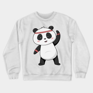 Panda at Fitness with Headband & Sweatband Crewneck Sweatshirt